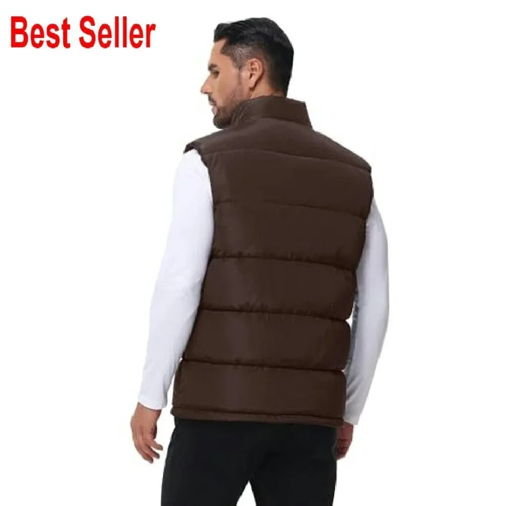 Men's Quilted Puffer Vest Lightweight Warm Outdoor Sleeveless Jacket Classic